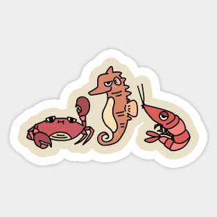 Seafood Crab Shrimp Seahorse Sticker